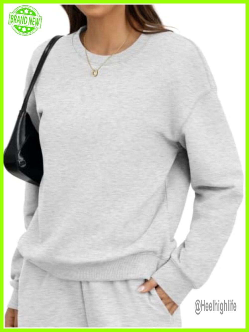 Fleece Crewneck Sweatshirt Long Sleeve Pullover Womens Casual